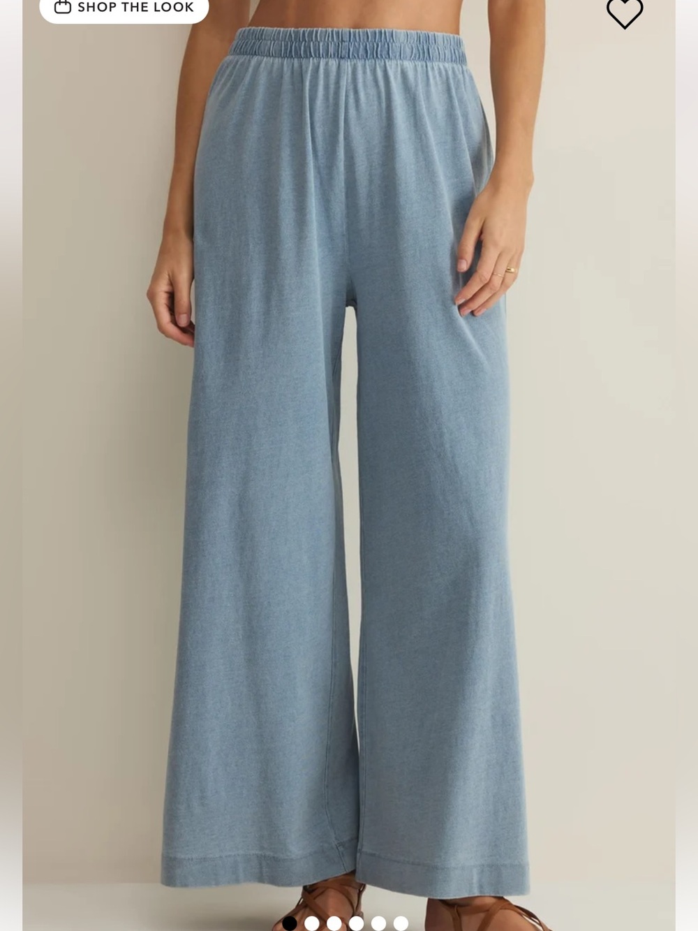 Z Supply Wide Leg Elastic Waist Pants - Dusty Blue
